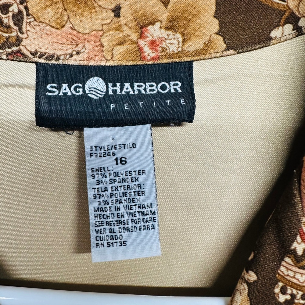 Sag Harbor Floral Fall Colors Paisley Print Long Sleeve Jacket Top Size 16P L - Picture 3 of 7